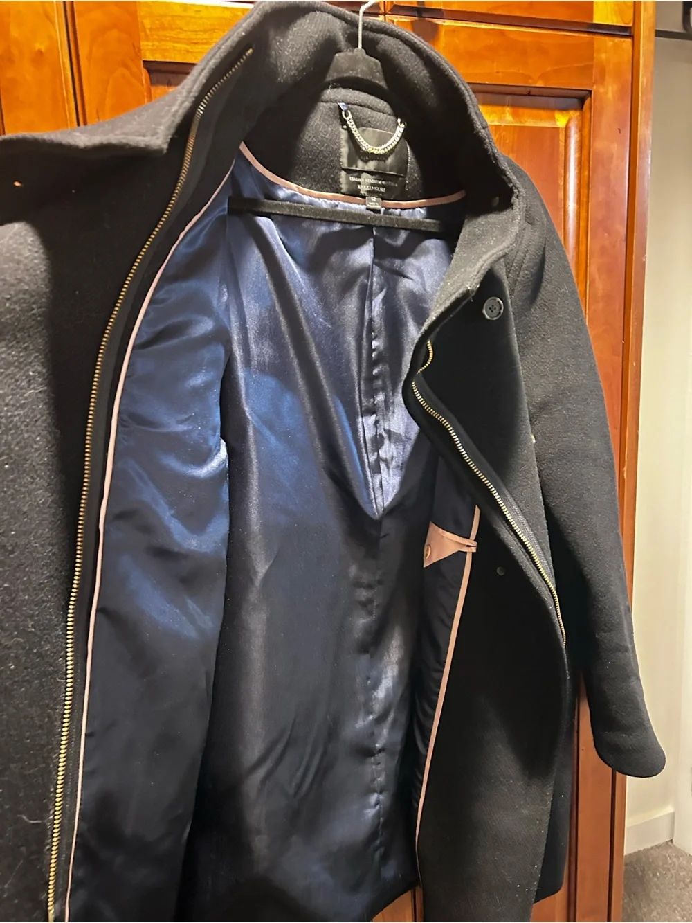 J. Crew Black Wool Pea Coat with Stand Collar